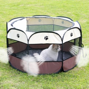ペット ソフトクレート ペットサークル 犬ケージ 猫 テント 折りたたみ 八角形 メッシュサークル ペットテント 通気性 アウトドア 防水 