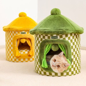 ペットベッド 小屋 ハウス ドーム型 グリーン 犬 猫 洗える ペットハウス ペットハウス ドーム型 取り外し可能 ペットベッド クッション