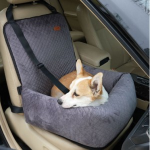 中小型犬 猫用ドライブボックス キャリーバッグ 犬 車 ベッドキャリー 車酔い防止 飛び出し防止リード＆フック付 簡単取付 耐噛み 柔らか