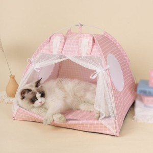 ペットテント 犬 ベッド 猫 ベッド 冬 室内 かわいい 犬小屋 猫小屋 クッション付き 犬猫兼用 四角形 テント型 ペットハウス 折りたたみ 