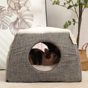 猫 ベッド 猫ハウス ペットベッド 冬 犬小屋 ドーム型 クッション ソファー かわいい 冬用 ペット ベッド 隠れ家 通年 おしゃれ ハウス 