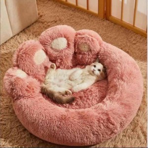 猫 犬 ベッド クッション グッズ ラウンド型 冬 ペットベッド 洗える 暖かい 防寒 ペットソファー キャットベッド 通年 2way もふもふ 円