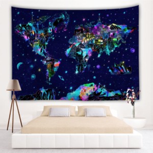 ワールドマップ 壁掛けタペストリー モダンなアート 世界 地図 タペストリー 大判 装飾布 飾り 壁面装飾 部屋 ホームデコレーション 世界