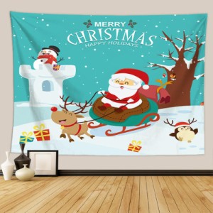 雪だるま タペストリー 壁掛け クリスマス 飾り クリスマスデコレーション Merry Christmas スノーフレーク ウォールアート 部屋 寝室 ホ