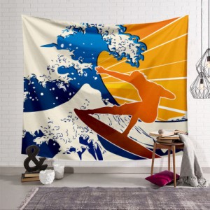 タペストリー 浮世絵 海の波 赤い日 大判 大きい おしゃれ 和風飾り 壁掛け 和柄 ポスター 多機能 背景布 ウォールアート 装飾布 欧米風 