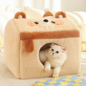 ペットベッド 猫ハウス 猫用 可愛い ペットハウス ふわふわ 暖かい 滑り止め ぐっすり眠れる 取り外し可能 クッション 寝床 保温防寒 寒