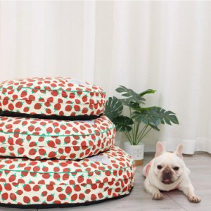 ペットベッド 犬 ベッド ベッド いちご柄 丸型 かわいい おしゃれ 犬用ベッド ふわふわ クッション 通気性 滑り止め ペットクッション 犬