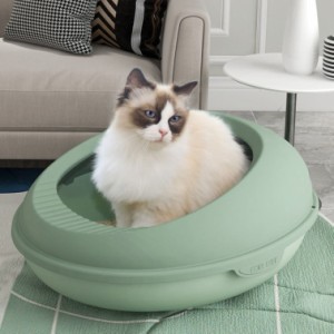 猫トイレ ネコ 砂 清潔 猫用品 M におい対策 猫砂 大容量 L 猫 トイレ 大型 卵型 におい対策 猫砂 大容量 シンプル 半開放式 飛び散り防