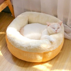 ペット ベッド 犬 クッション もこもこ ふわふわ 可愛い 暖かい ラウンド ふかふか 寝床 丸洗い可 小型 猫 兼用 滑り止め 防寒 ドーナツ