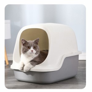 猫砂の飛び散りを防ぐ深型フード付きタイプのネコトイレです ネコトイレ 深型 フード付 ピンク ブルー グレー ペット グッズ 猫 キャット