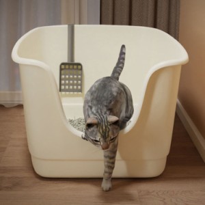 猫 トイレ 大きな猫のトイレ 猫用トイレ本体 ネコトイレ 大容量 砂 飛び散ら防止 猫 トイレ 47*60*31cm 深型 ペットトイレ 掃除簡単 脱臭