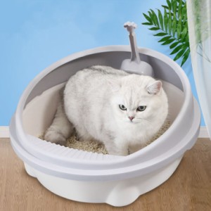 ネコのトイレハーフカバー 猫 トイレ ワイドサイズ 広々サイズ 大型猫 大きいサイズ 砂の飛び散り防止 猫用品 猫トイレ 子猫 トイレ おし