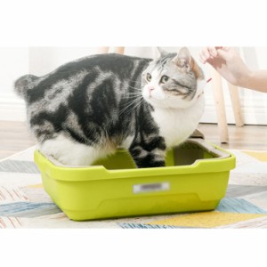 しつけるトイレ ブラウン 猫用トイレ 41*30*12cm 51*38*15cm 大型猫用トイレ オープンタイプ 大きい猫 多猫 トイレ本体 清潔 一体成形 中