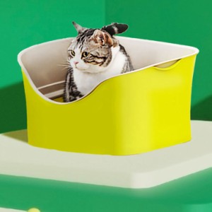 猫トイレ ダブルWブロック 猫用トイレ 猫トイレ ネコのトイレ 猫用トイレ本体 子猫 猫用品 オープンタイプ 猫砂の飛び散り防止 お手入れ