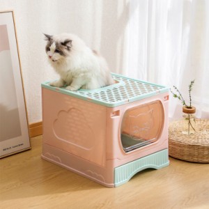 猫 猫用 トイレ カバー トイレ容器 トイレ本体 猫トイレ ネコトイレ トイレボックス ペットトイレ トイレタリー 折り畳み 折りたたみ 引