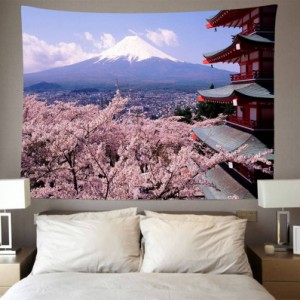 風景 タペストリー オシャレ自然風景 天晴れの山と雲海 桜 インテリア 景色 絶景 大判 大きい 癒し 部屋 飾り 飾り付け 季節 オンライン