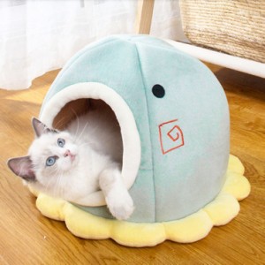 キャットハウス 猫ハウス ドーム型 クッション タコ型 ドームベッド キャットベッド 猫用品 ベッド 猫 オールシーズン 寒さ対策 猫型ハウ