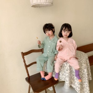 子供服 パジャマ ベビー ルームウェア キッズ 長袖 トップス ズボン 上下セット 赤ちゃん 服 男の子 女の子 前開き シャツ ロングパンツ 