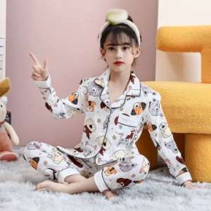 子供服 パジャマ ベビー ルームウェア キッズ 長袖 トップス ズボン 上下セット 赤ちゃん 服 男の子 女の子 前開き シャツ ロングパンツ 