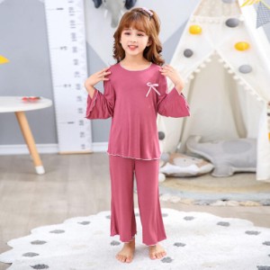 パジャマ キッズ tシャツ 女の子 長袖 トップス レース ズボン 赤ちゃん 服 上下セット かわいい 子供服 プルオーバー ロングパンツ セッ