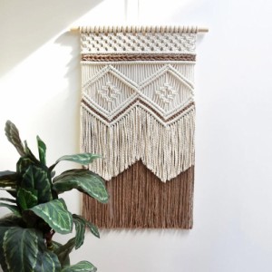 壁掛けタペストリー、ニットタペストリー織物 マクラメ壁掛け小さな装飾 手作り織タペストリーボヘミアン コットンマクラメコード壁掛け
