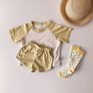 子供用 上下セット パジャマ ショートパンツ ホットパンツ 短パン パンツ tシャツ スウェット ウエストゴム 運動着 部屋着 パジャマ ルー