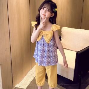 キッズハーフパンツ タンクトップ 上下セット 男の子 女の子 パジャマ 夏 用 子供 服 薄手 綿トップス ショートパンツ 半ズボン ホームウ