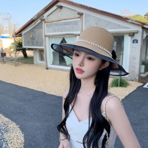 麦わら帽子 小顔効果 バイザー つば広帽子 レディース 春夏 夏用 UVカット 折りたたみ 日よけ 日除け 日焼け防止 紫外線カット 遮光 女性