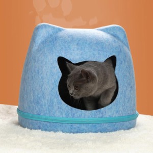 キャットハウス 2WAY 通気性 通年 室内 フェルトハウス 猫ベッド お昼寝 ベッド ドーム型 可愛い猫耳型 ジッパー付き 取り外し可能 クッ