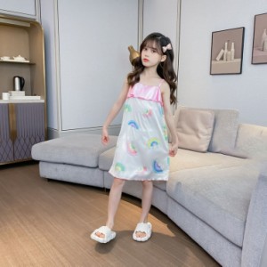 [QSSNY] 子供服 女の子 パジャマ ネグリジェ ルームウェア キッズ服 ガールズ ナイトウェア ドレス ワンピース 姫 ロング 女児 部屋着 柔