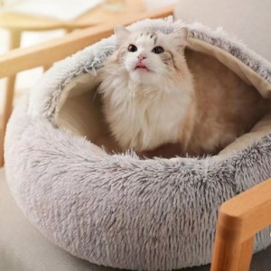 猫 ハウス ふわふわ 猫 ベット ドーム型 暖かい ぐっすり眠る クッション 寝心地良い 洗える 直径50cm 寒さ対策 おしゃれ ねこ 子犬 ペッ