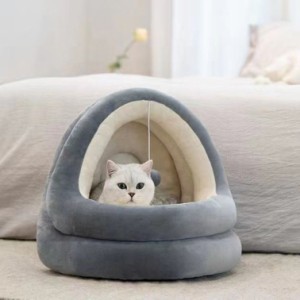猫 犬 ベッド 猫ハウス ペットベッド ペット用寝袋 ペットハウス ドーム型 暖かい ふわふわ 折りたたみ式寝マット 犬猫兼用 冬夏両用 室