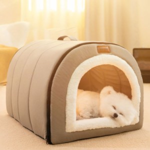 ペットハウス ドッグハウス キャットハウス 犬小屋 ペット用品 犬用 猫用 小型犬 室内用 ボア フリース もこもこ 可愛い 暖かい 折りたた