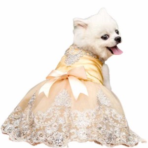 ドッグウェア 犬用ドレス ウェディングドレス かわいい おしゃれ 犬服 ワンピース 女の子 パーティードレス 上品 ライン レース キラキラ