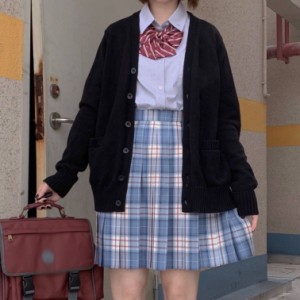 スクール ニット カーディガン 女子 セーター 学生 制服 春夏 秋冬 通年 通学 無地 Vネック 男女兼用 BIG スクールカーディガン ゆったり