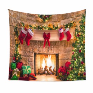 タペストリー メリークリスマス クリスマスタペストリー 暖炉 暖炉 インテリア 壁掛けタペストリー 壁飾り 家 リビングルーム ベッドルー