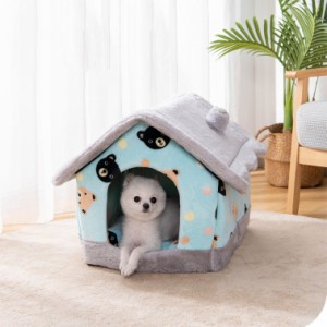 ペットベッド ドーム型 ペットハウス ペット用品 可愛いベッド 三角屋根付き 犬 猫 ふわふわ もちもち 洗える オールシーズン 夏 冬 暖か