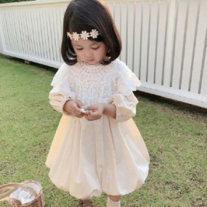 子供服 ワンピース 女の子 長袖 丸襟 かわいい お姫様風 ガールズ お姫様風 子供ドレス ベビー服 韓風 Aライン 春秋 キッズ ワンピース 