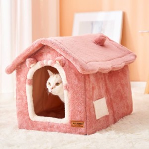 ペットベッド ドーム型 犬猫用 ペットハウス 2way 通年タイプ クッション付き 犬小屋 屋根付き 猫 テント おしゃれ 犬猫用 室内用 洗える