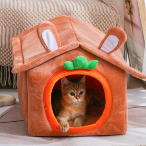 猫 犬 ベッド ペットベッド 冬 猫ハウス ドーム型 クッション付き 折り畳み 2way ホットカーペット対応 ふわふわ ペット用ベッド 室内用 