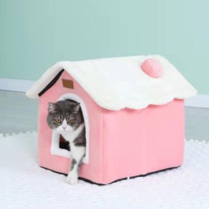 犬小屋 猫ハウス 冬 ペットベッド 秋冬用 犬 猫 ベッド ドーム ペットハウス 犬 キャットハウス ペットベッド ドーム型 2way 大きめ 猫用