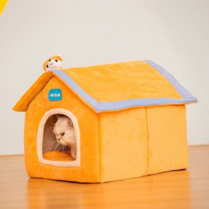 キャットハウス 猫小屋 冬 ペットベッド ドーム型 ペットハウス 2way 小型犬 猫 室内用 冬用 かわいい ふわふわ クッション付き 犬小屋 