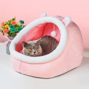 猫ベッド 犬ベッド 猫ハウス ペット用寝袋 キャットハウス ドーム型 暖かい ふわふわ 折りたたみ式 防音 防寒 猫小屋 ネコ用ハウス 洗え