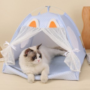 ペットテント 室内 2way 猫 テント ベッド 犬 テント 折りたたみ 組み立て簡単 ペットベッド 猫 犬 ベッド お姫様風 小さい ドーム型ペッ