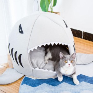 小型犬 サメ型 トイプードル サメの巣 デラックス 子猫 犬猫兼用 四季適用 ソファー 猫用ハウス 猫ハウス 犬ベッド 猫小屋 折畳み式 実用