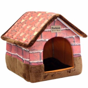 ペットベッド ペットハウス 屋根付き クッション付き 犬小屋 洗える ペット用ハウス 小型犬 冬用 猫 犬 四季兼用 ドーム型 折りたたみ式 