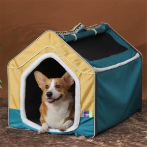 ペットベッド 犬/猫用ハウス ペットハウス ペットマット 犬小屋 寝床 可愛い 柔らかい クッション付き ペット用品 小/中/大型犬用 ドーム