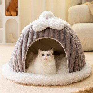 猫 ベッド 冬 猫ハウス ペット用寝袋 ドーム型 犬 クッション マット 寒さ対策 暖かい かわいい ペット 丈夫 可愛いカボチャ型 ふわふわ 