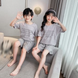 キッズ ルームウェア 綿 柔らかい 子供 パジャマ 半袖 前開き ボタン ロングパンツ 部屋着 上下セット 子供パジャマ コットン 子供服 ジ