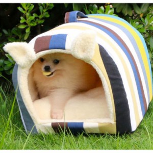 ペットベッド ドーム型 ペットハウス 犬猫用 室内用 オールシーズン ふわふわ クッション付き 犬小屋 屋根付き 猫 テント おしゃれ 洗え